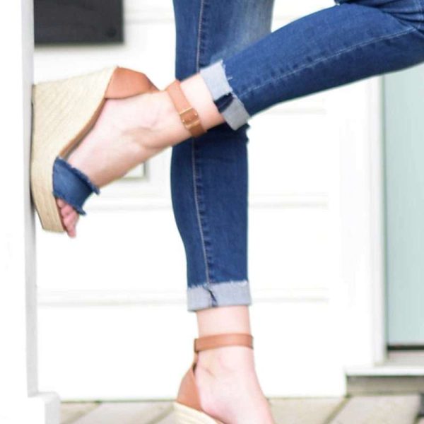 Frayed Denim Wedges